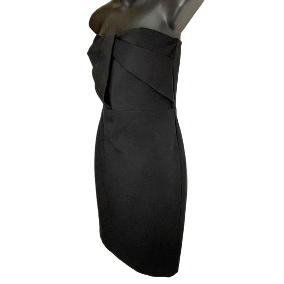 Ann Taylor Strapless Lined Satin Finish Black Cocktail Dress LBD Size 0 - Picture 2 of 9